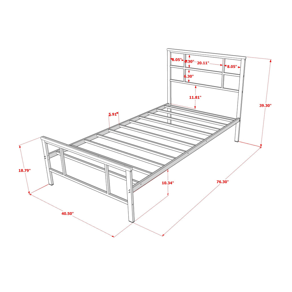 IGTBBF3 Sleek Ingram Stylish Black Bed Frame with Four Metal Legs - Premium Finish
