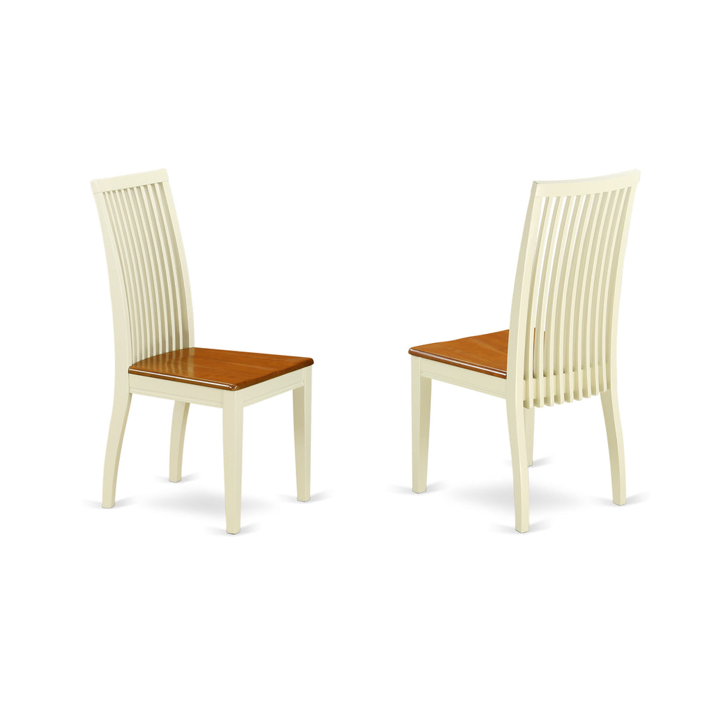 NDIP3-2R6-L 3 Piece Kitchen Set with Dropleaf Table and 2 Chairs, 30x48 Inch, Buttermilk & Cherry
