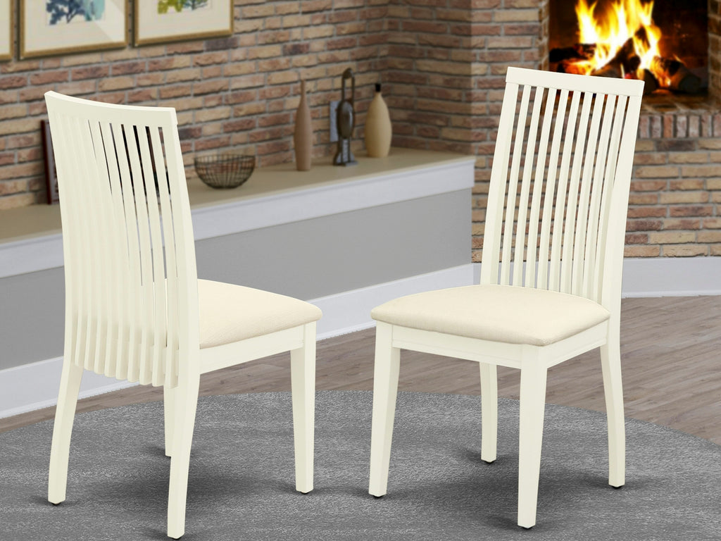 IPC-LY2-6 Set of 2 Linen White Ipswich Dining Chairs in Upholstered Fabric with Elegant Wooden Frame