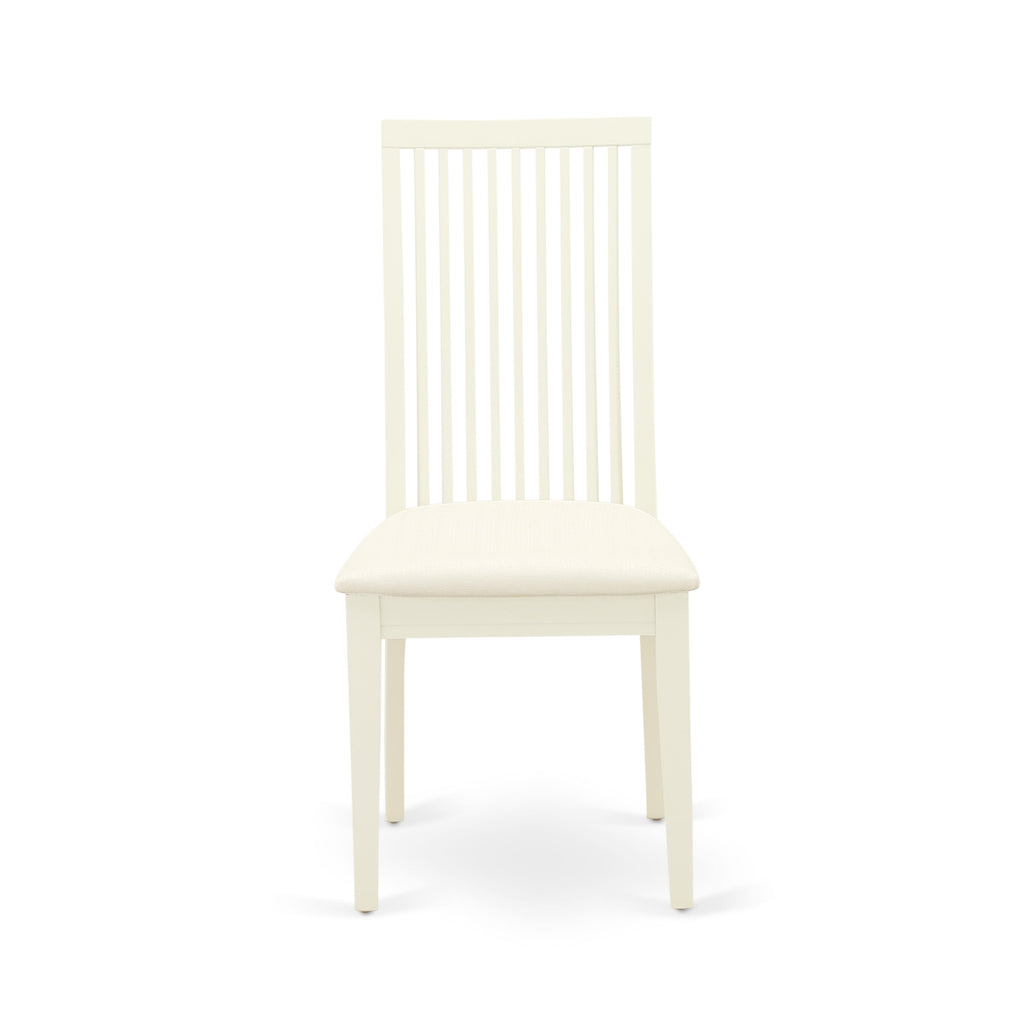 MZIP5-I6V-N 5-Piece Dining Set Rectangle Table with Dropleaf & 4 Upholstered Chairs, 36x54 Linen-White