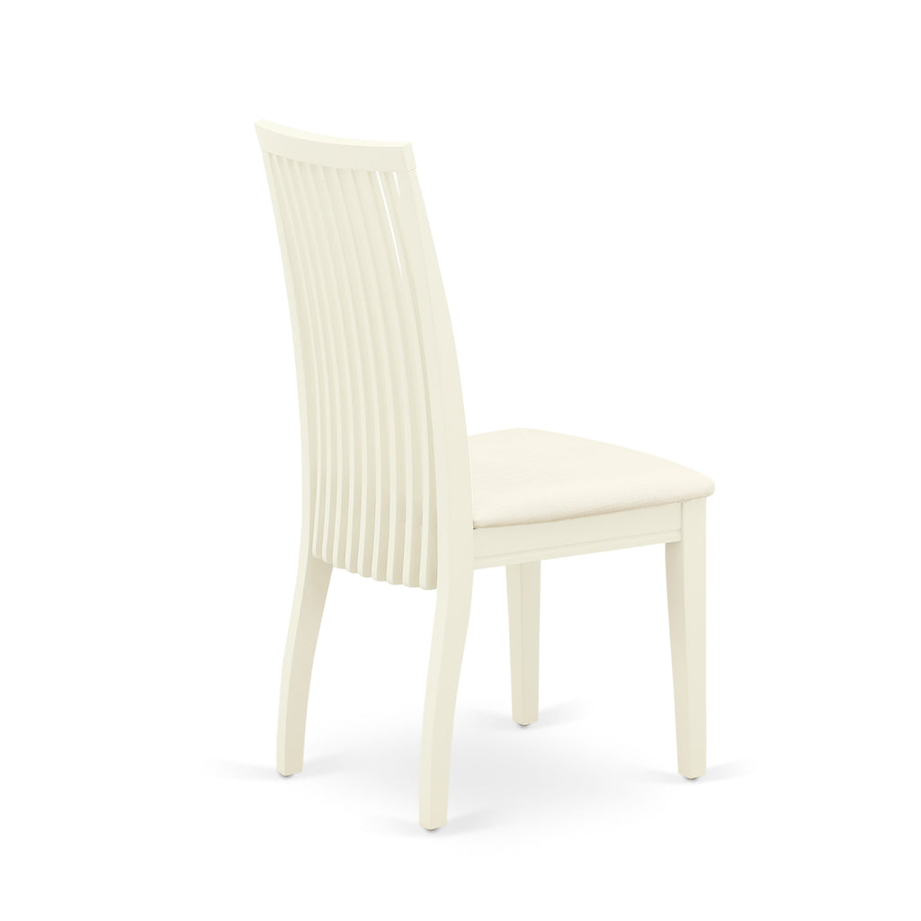 MZIP5-I6V-N 5-Piece Dining Set Rectangle Table with Dropleaf & 4 Upholstered Chairs, 36x54 Linen-White