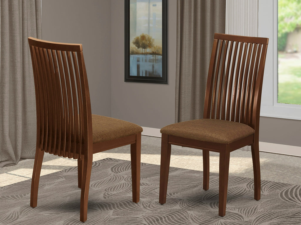 IPC-M2J-W Luxurious Mahogany Upholstered Dining Chairs - Set of 2 with Solid Wood Construction and Elegant Linen Fabric