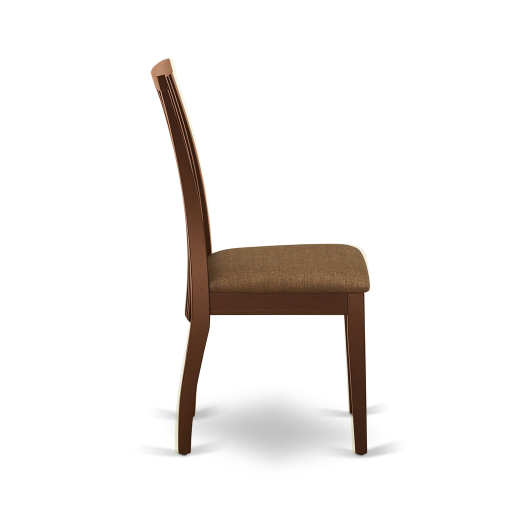 MZIP3-H6G-Q 36x54 Rectangular Dining Set with Dropleaf & Upholstered Chairs for Compact Spaces, Warm Mahogany