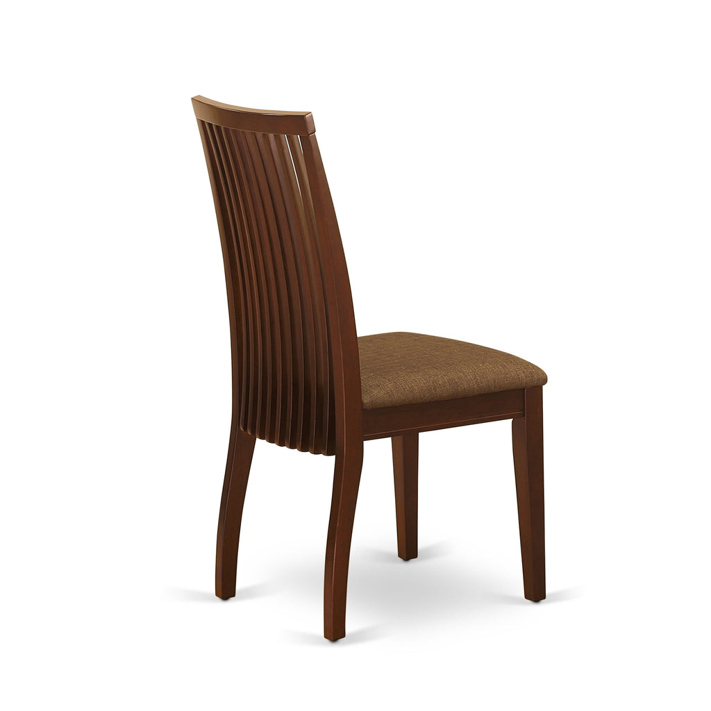 MZIP5-4XV-6 5 Piece Mahogany Dining Ensemble Dropleaf Table with 4 Linen Upholstered Chairs, 36x54 Inches