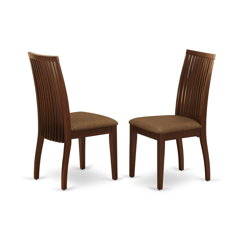 MZIP5-4XV-6 5 Piece Mahogany Dining Ensemble Dropleaf Table with 4 Linen Upholstered Chairs, 36x54 Inches