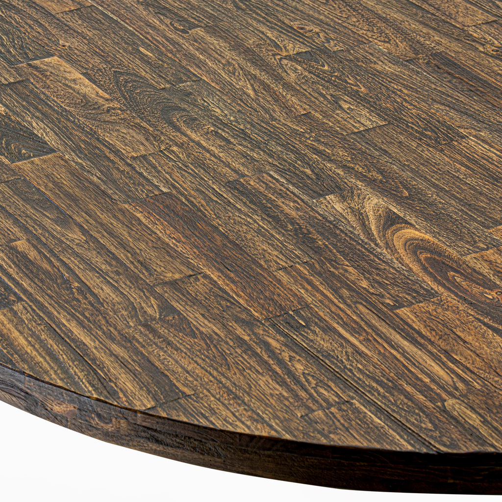 I2VE7-8KH Dining Set Elegant Round Pedestal Table & 6 Luxurious Chairs in Distressed Jacobean Finish