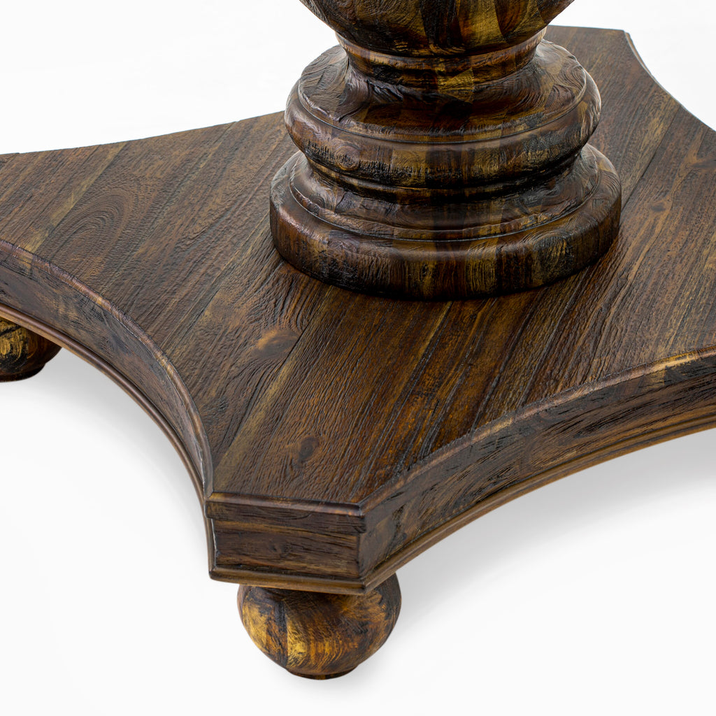 I2VE7-8KH Dining Set Elegant Round Pedestal Table & 6 Luxurious Chairs in Distressed Jacobean Finish
