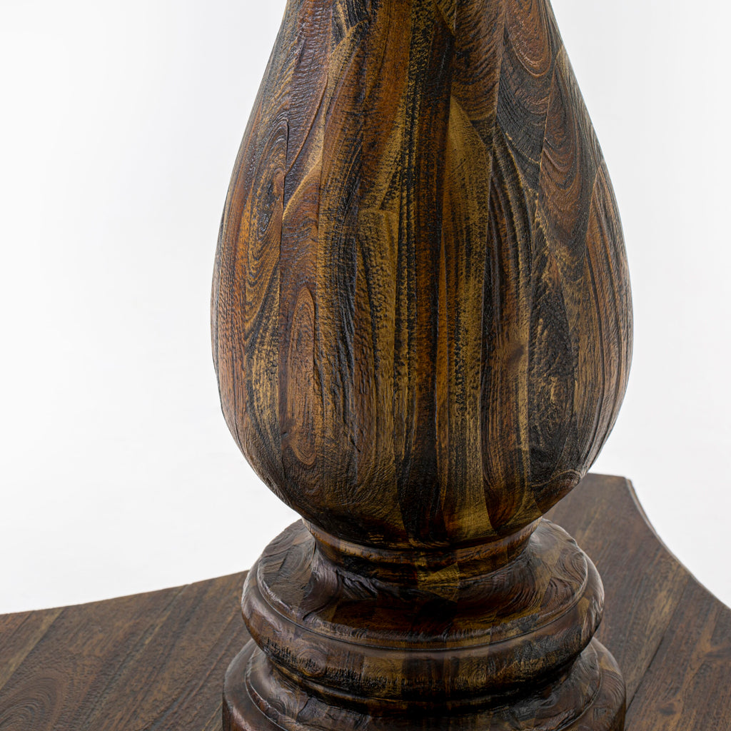 IR2-02-9H Stylish Round Wooden Dining Table with Pedestal Base, Elegant Distressed Finish, 48x48