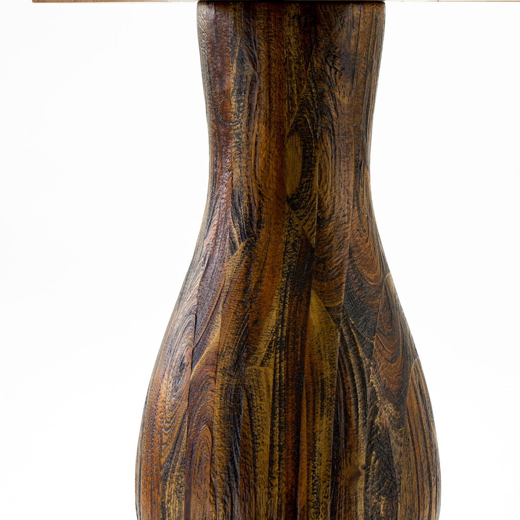 IR2-02-9H Stylish Round Wooden Dining Table with Pedestal Base, Elegant Distressed Finish, 48x48