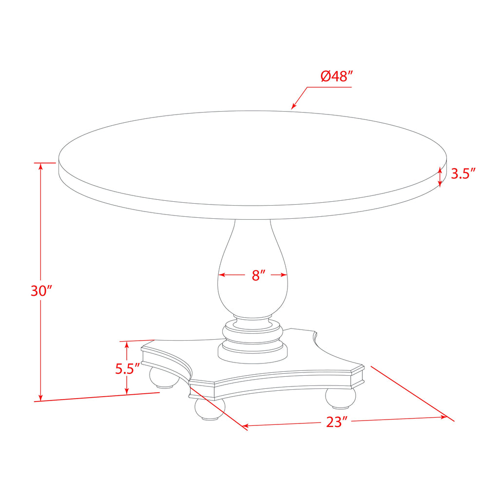 I2VE7-8KH Dining Set Elegant Round Pedestal Table & 6 Luxurious Chairs in Distressed Jacobean Finish