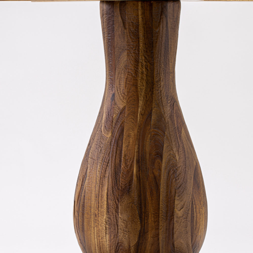 IR2-04-3T Rustic Round Dining Table - Pedestal Base Design in Antique Walnut with Sandblasting Finish, 48x48