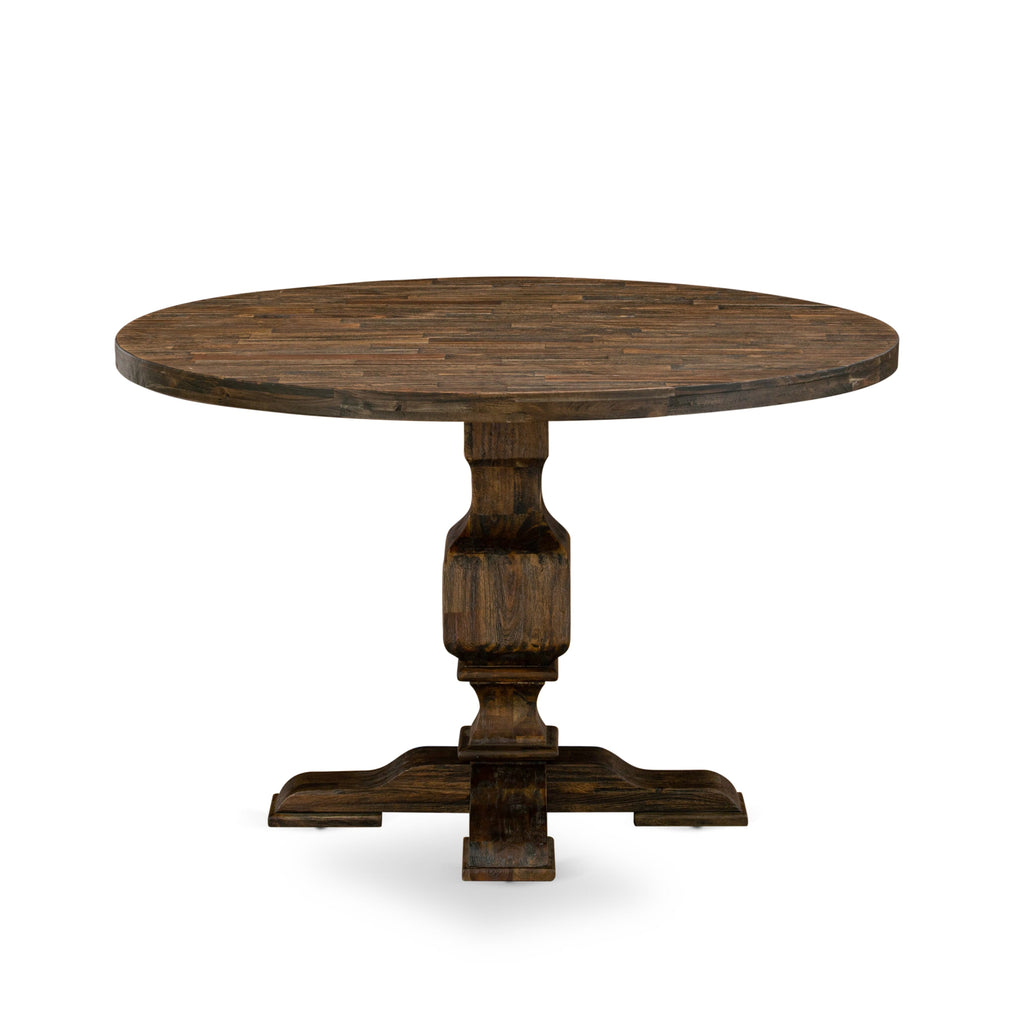Dining Set with Pedestal & Light Sable Chairs I3AB5-U35 - 5 Piece Jacobean Round Table, 4 Parsons Seats