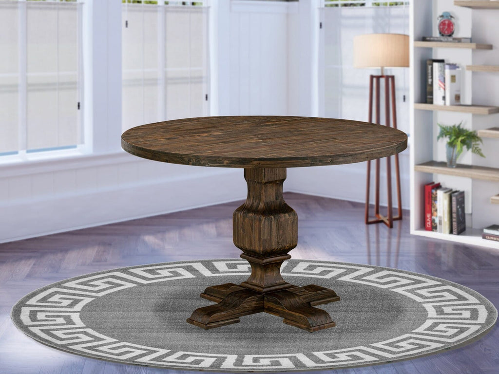 IR3-09-UJ Classic Round Wood Dining Table with Pedestal Base, 48x48, Distressed Jacobean Finish
