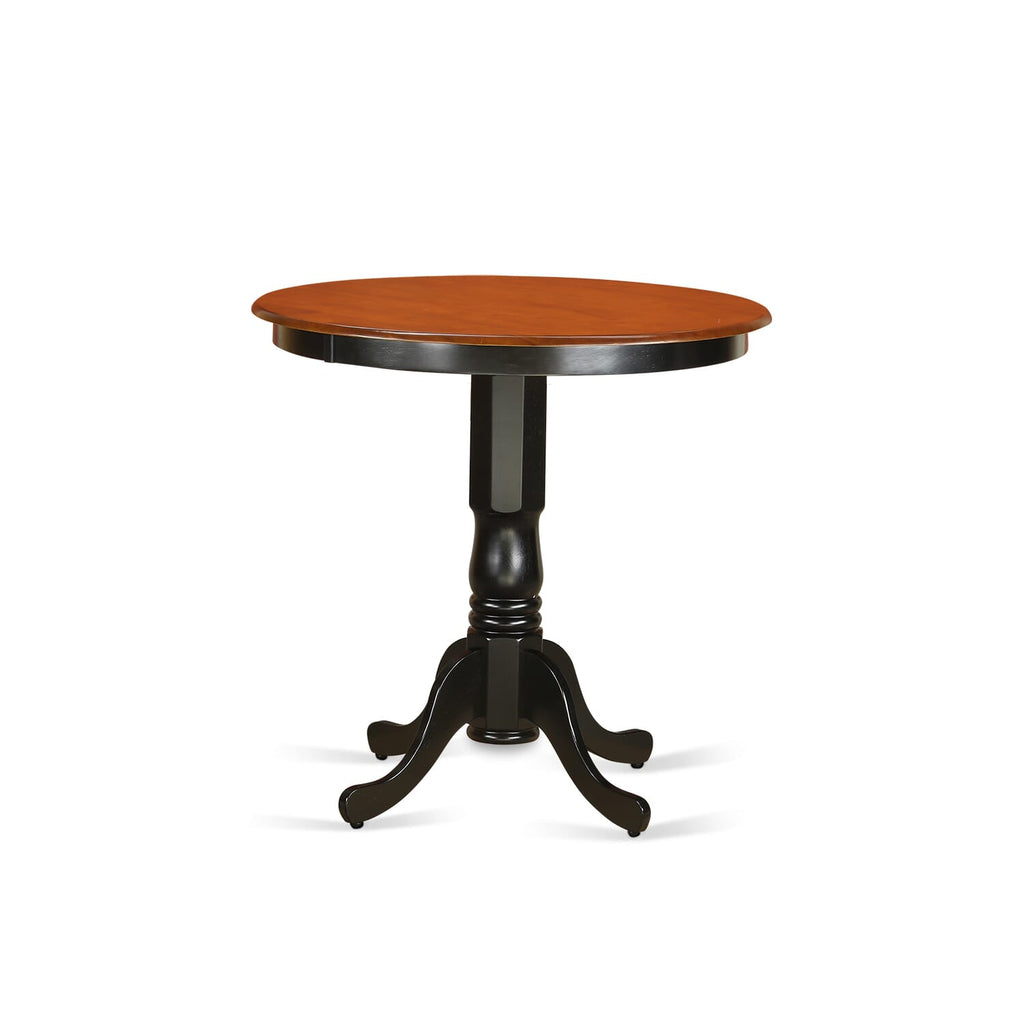 JACH5-MDY-K Elegant 5-Piece Dining Set - Round Pedestal Table with 4 Chairs, Black & Cherry Finish