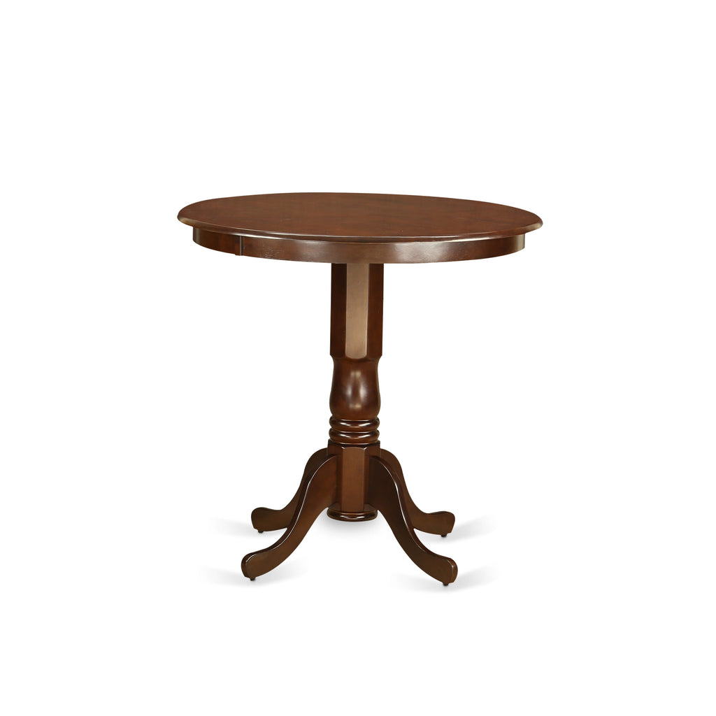 JAVN5-UR4-7D Classic 5-Piece Dining Set with Pedestal Table & 4 Faux Leather Chairs in Rich Finish, 36x36