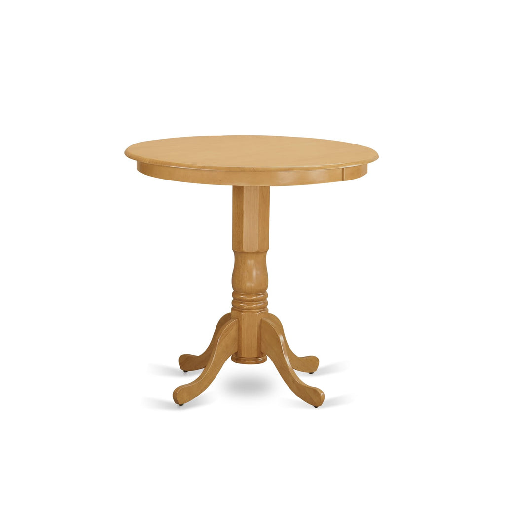 Explore the JACF5-DGZ-X Exquisite Set Round Pedestal Table with 4 Stately Chairs - Oak, 36x36