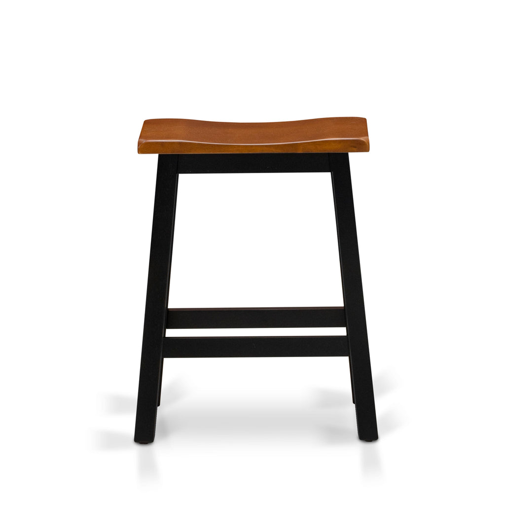 KATY4-NRQ-V 4 Piece Dining Set with Rectangular Table, 2 Stools & Bench, 24x47 Inch, Black & Cherry