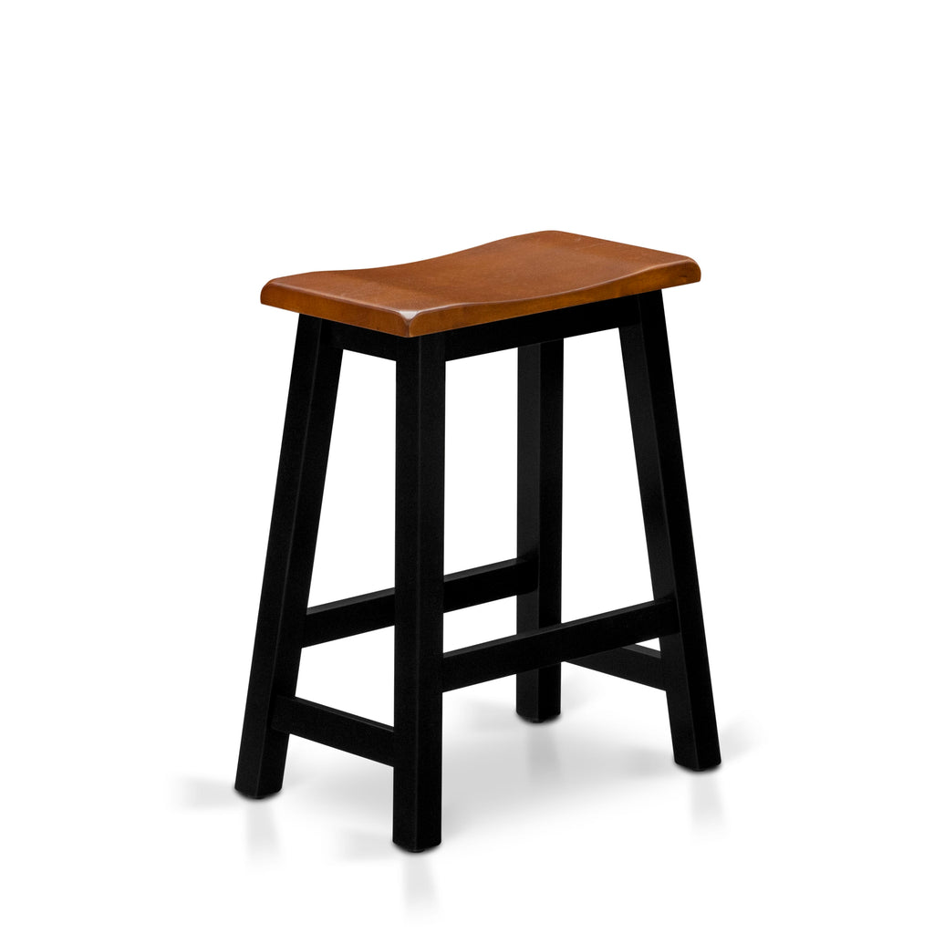 KATY4-NRQ-V 4 Piece Dining Set with Rectangular Table, 2 Stools & Bench, 24x47 Inch, Black & Cherry
