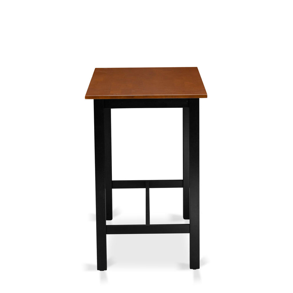 KATY4-NRQ-V 4 Piece Dining Set with Rectangular Table, 2 Stools & Bench, 24x47 Inch, Black & Cherry