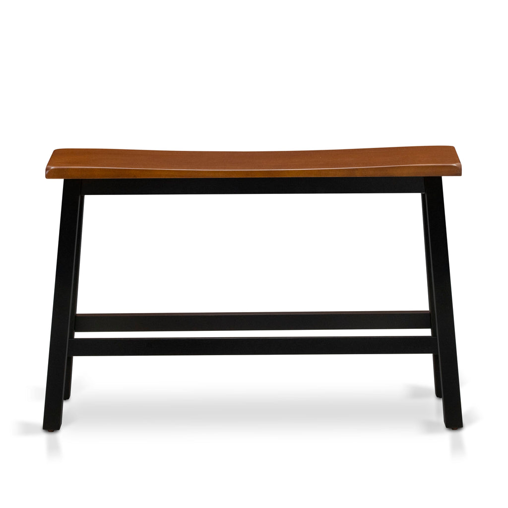 KATY4-NRQ-V 4 Piece Dining Set with Rectangular Table, 2 Stools & Bench, 24x47 Inch, Black & Cherry