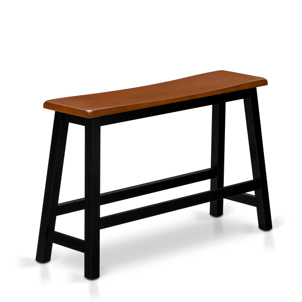KATY4-NRQ-V 4 Piece Dining Set with Rectangular Table, 2 Stools & Bench, 24x47 Inch, Black & Cherry
