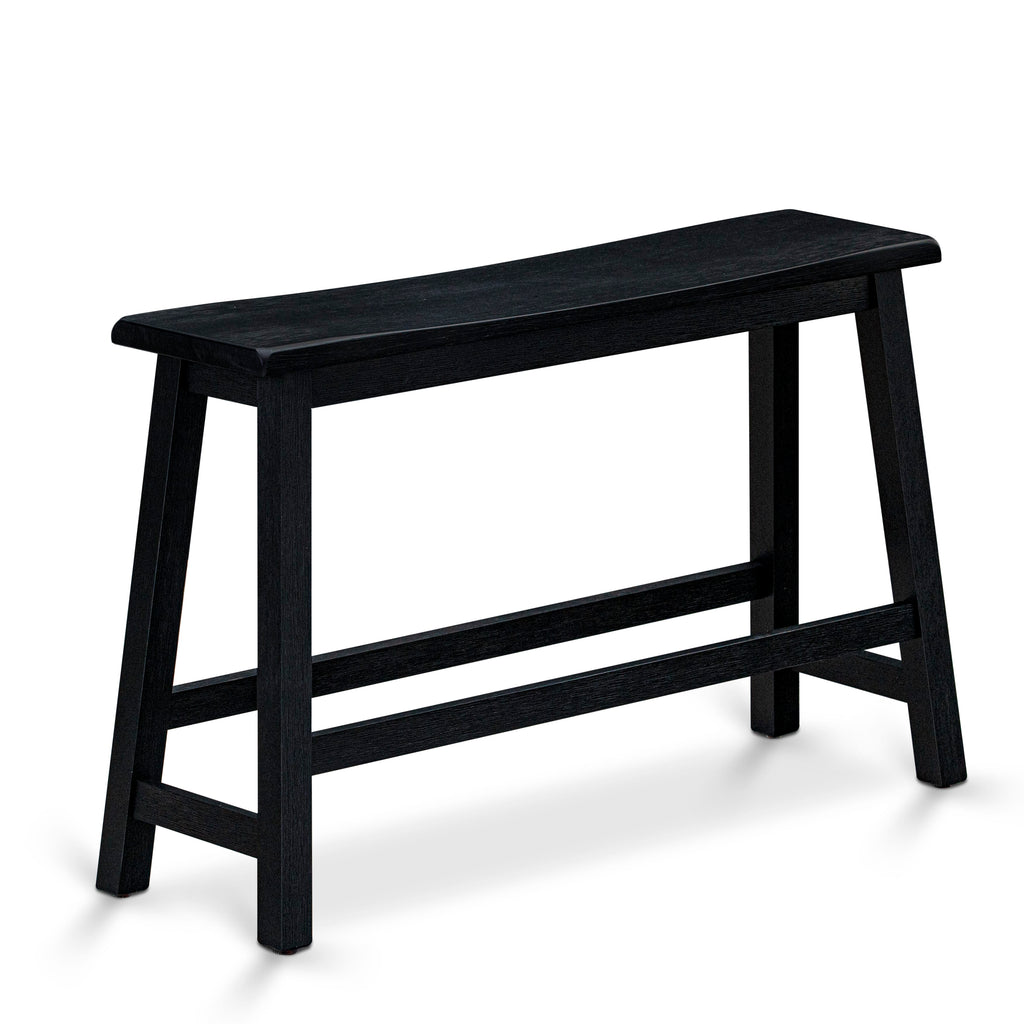 KATY4-TGF-N 4-Piece Dining Ensemble with Rectangular Table, Bench, and Two Stools in Chic Wirebrushed Finish, 24x47