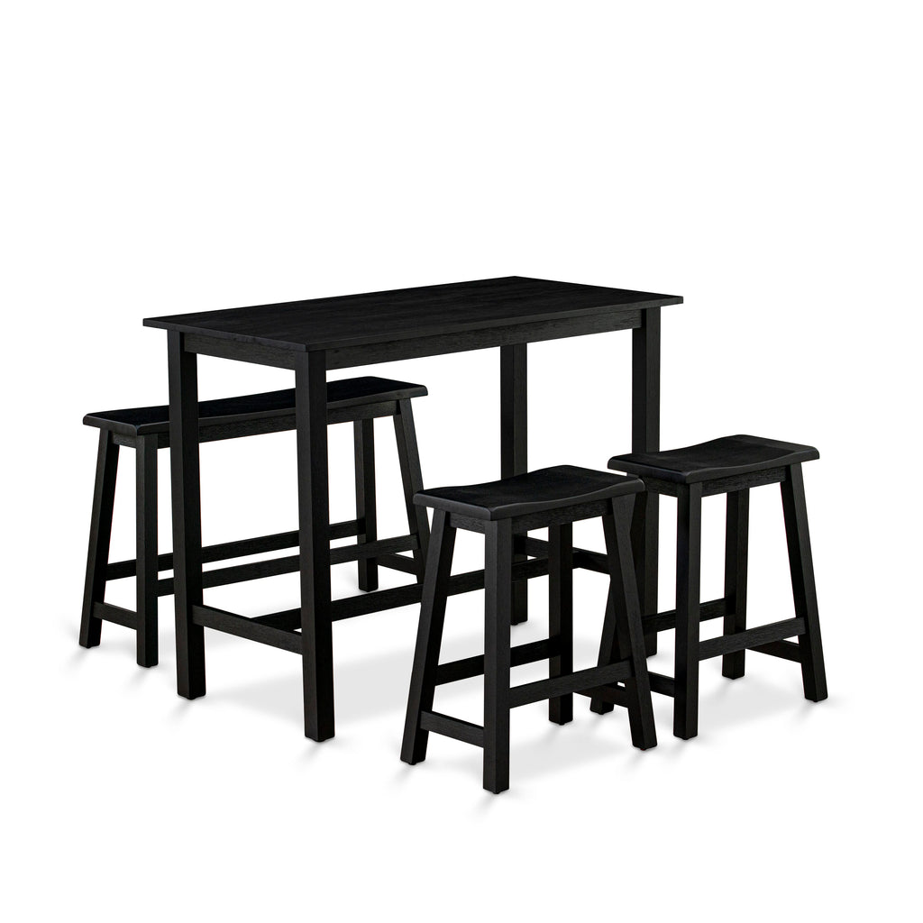 KATY4-TGF-N 4-Piece Dining Ensemble with Rectangular Table, Bench, and Two Stools in Chic Wirebrushed Finish, 24x47