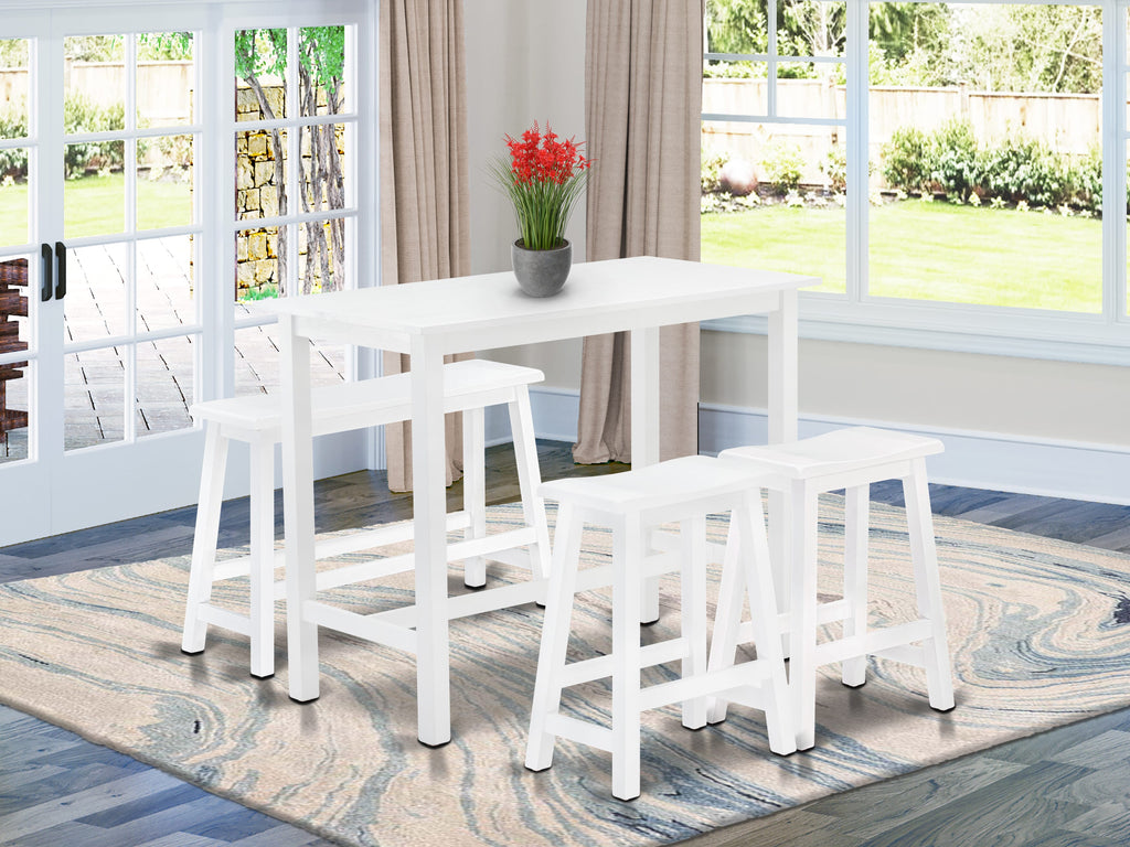 KATY4-CNP-B Contemporary 4-Piece Dining Ensemble with Rectangular Table, Bench & 2 Stools, Chic Finish