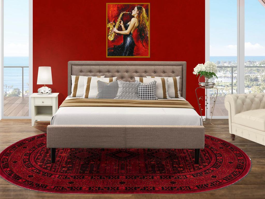KD16K-LWE5F Collection Luxurious King Bed & Night Stand Combo with Button Tufted Headboard & Sleek Black Accents