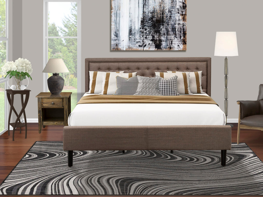 KD18K-WX174 2-Piece King Sleeping Assembly Luxe Linen Platform Bed & Nightstand Pair with Elegance