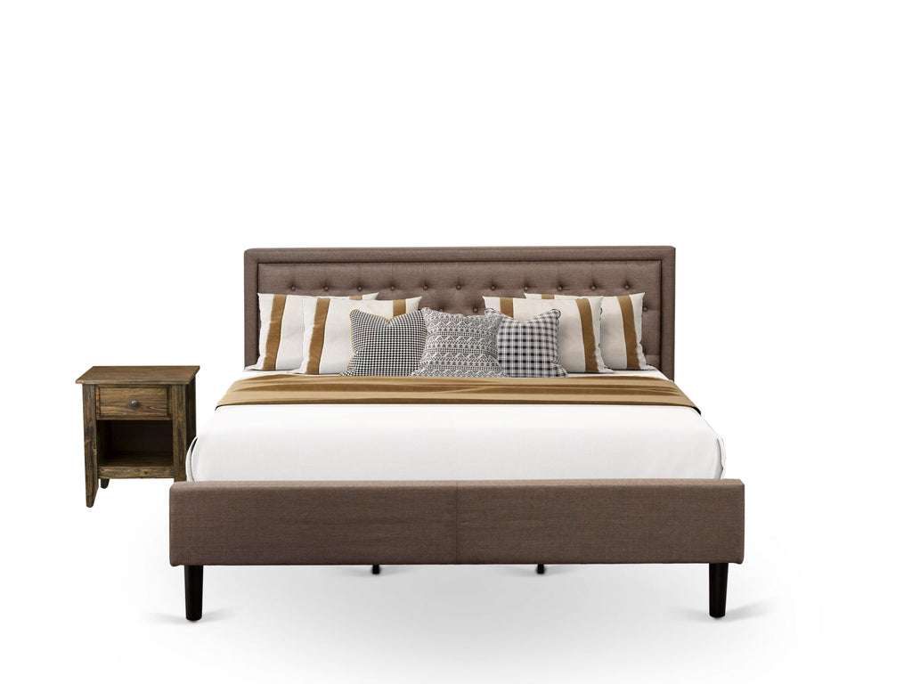 KD18K-WX174 2-Piece King Sleeping Assembly Luxe Linen Platform Bed & Nightstand Pair with Elegance