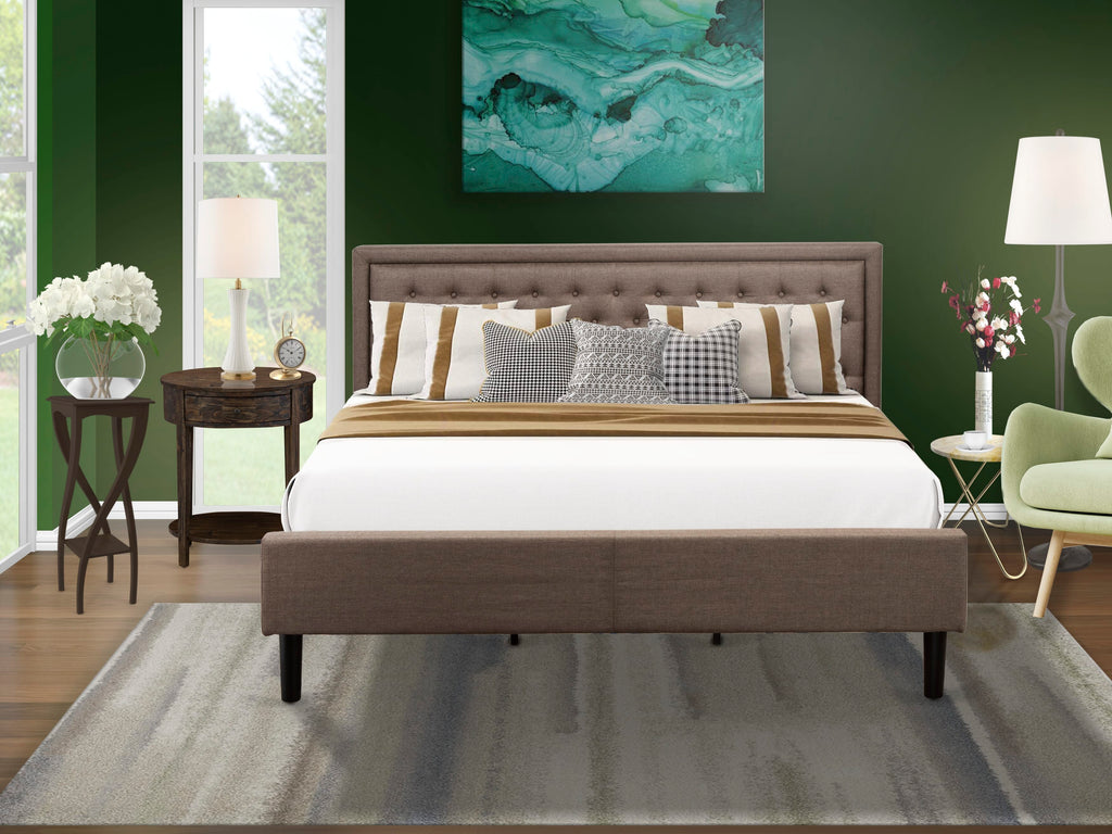 KD18K-4TSND 2 Piece Bedroom Suite Elegant King Bed with Linen Button-Tufted Headboard and Coordinated Nightstand