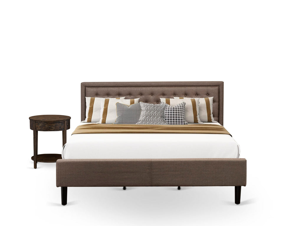 KD18K-4TSND 2 Piece Bedroom Suite Elegant King Bed with Linen Button-Tufted Headboard and Coordinated Nightstand