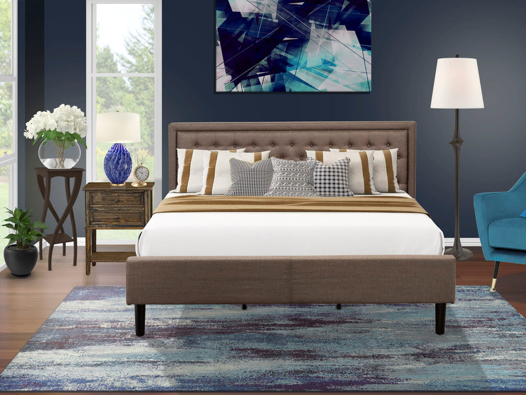 KD18K-YMH6I Inviting 2 Pc Bedroom Collection Upholstered Bed Frame with Chic Tufted Headboard - Stylish Night Stand with Black Legs