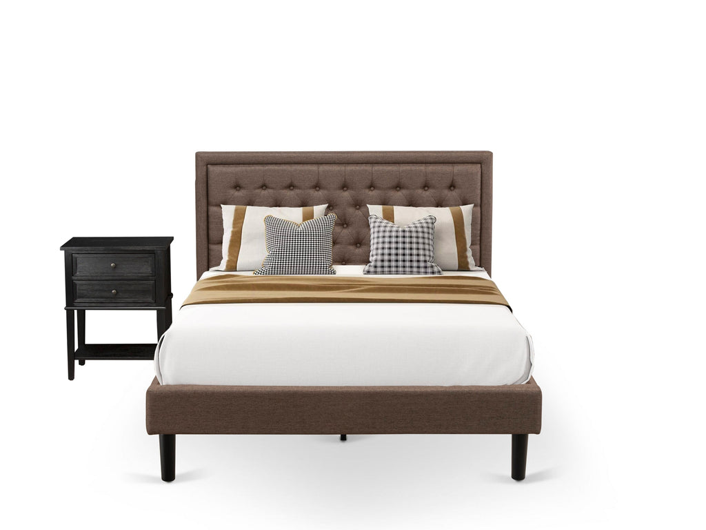 KD18Q-ZKDUE Luxe Queen Bedroom Suite Elegant Bed Frame with Tufted Headboard & Stylish Bedside Table
