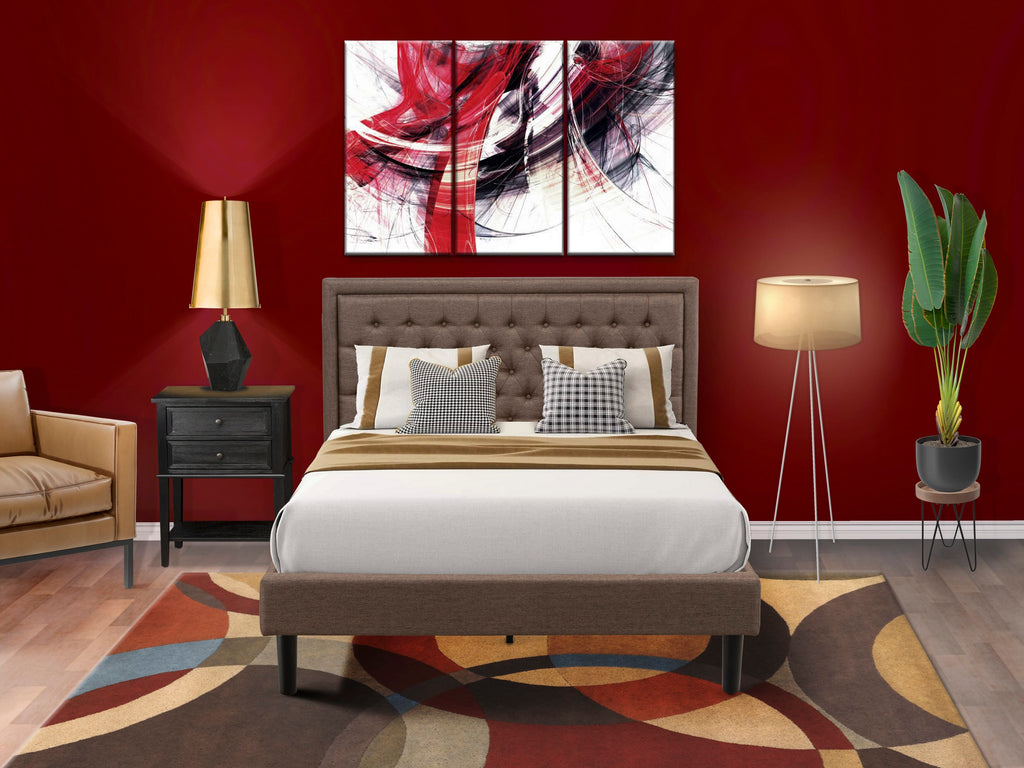 KD18Q-ZKDUE Luxe Queen Bedroom Suite Elegant Bed Frame with Tufted Headboard & Stylish Bedside Table