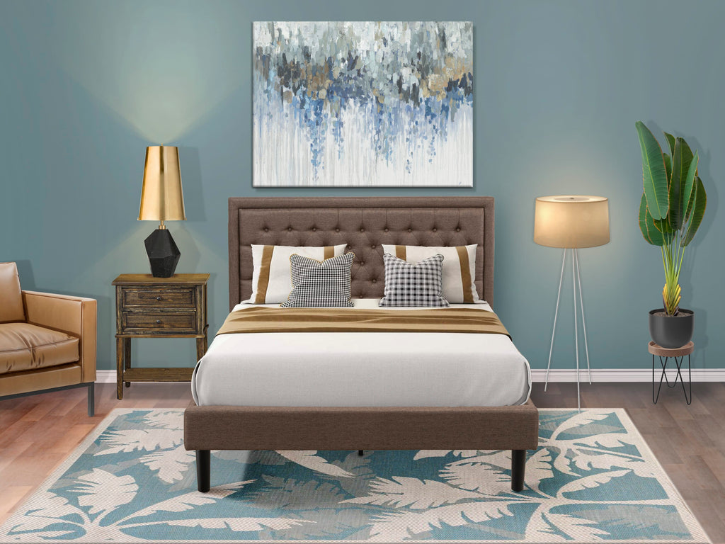 KD18Q-RBA4C Deluxe 2-Piece Set Queen Bed w/ Tufted Headboard & Nightstand w/ Sleek Drawers