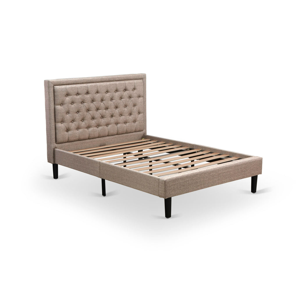 KD16F-RB4OR Elegant Bedroom Duo Charcoal Bed with Cushioned Headboard and Oak Bedside Drawer Ensemble