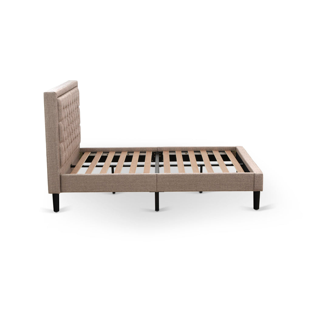 KD16F-RB4OR Elegant Bedroom Duo Charcoal Bed with Cushioned Headboard and Oak Bedside Drawer Ensemble
