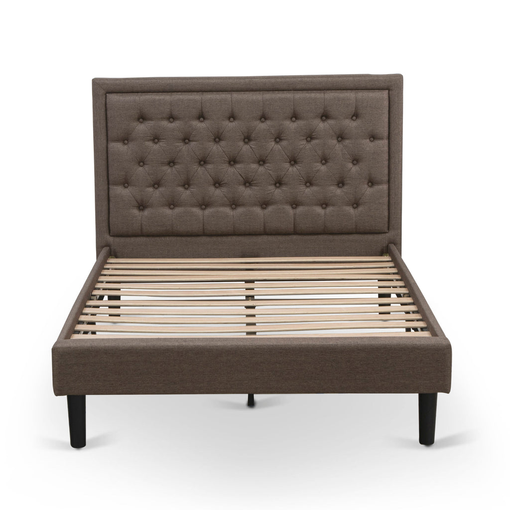KD18F-XJB80 Bedroom Duo Elegant Upholstered Full Platform Bed & Wooden Nightstand Ensemble