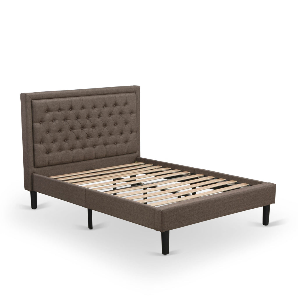 KD18F-1CJGN Stylish Bedroom Ensemble Full Fabric Bed Frame with Black Leg Nightstand Accent