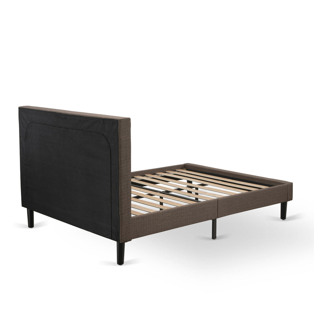KD18F-XJB80 Bedroom Duo Elegant Upholstered Full Platform Bed & Wooden Nightstand Ensemble