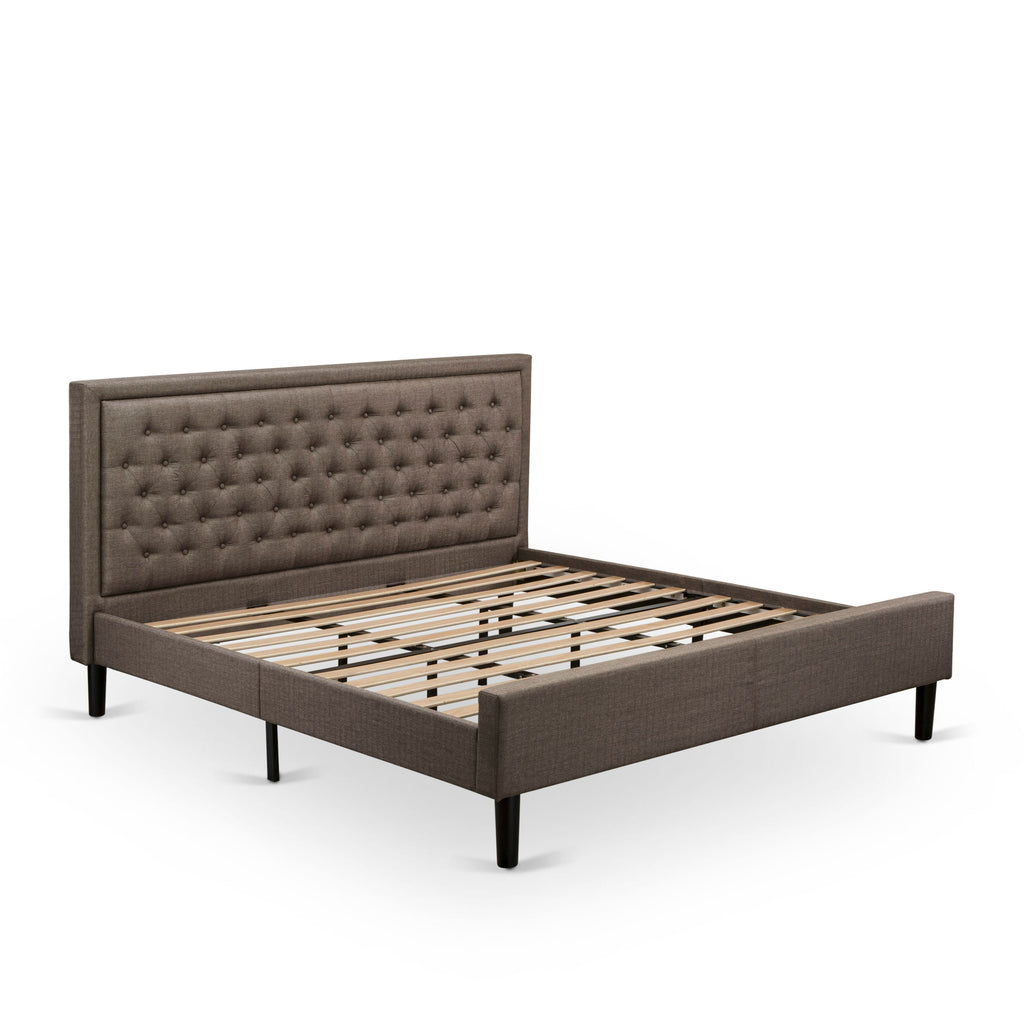 KD18K-OMB7Q Luxuriously Upholstered King Platform Bed Set with Chic Night Stands and Elegant Headboard