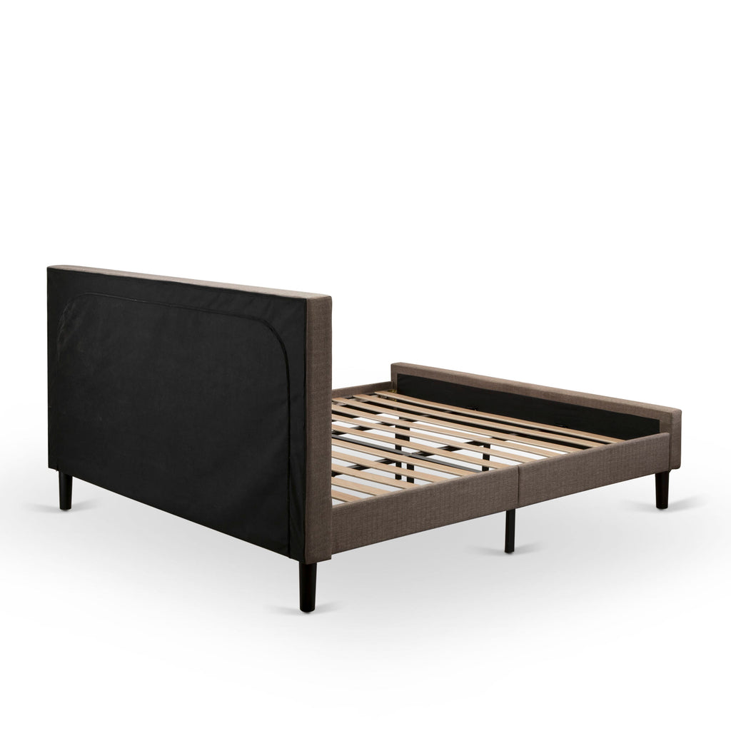 KD18K-YMH6I Inviting 2 Pc Bedroom Collection Upholstered Bed Frame with Chic Tufted Headboard - Stylish Night Stand with Black Legs