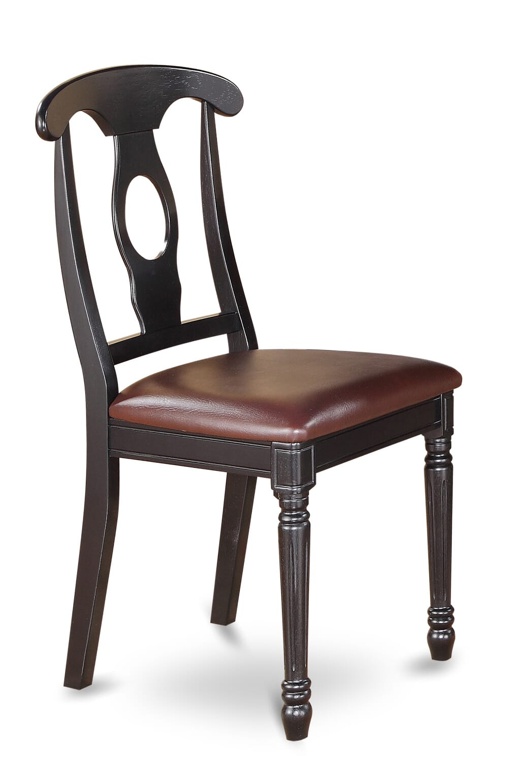 KEC-BHN-L0 Kenley Dining Chairs Set of 2 - Black Faux Leather Upholstered Wood Dining Room Seats
