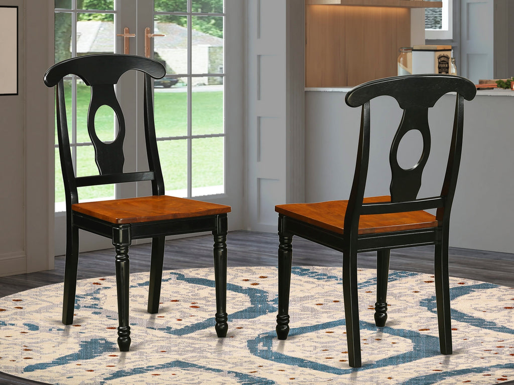 KEC-B98-I Timeless Kenley Napoleon Chairs Set - Elegant Wood Seating Pair in Cherry & Black