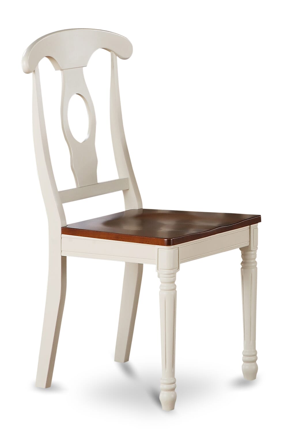 KEC-W4U-E Kenley Buttermilk & Cherry Napoleon Back Dining Chairs - 2-Piece Wood Seat Set