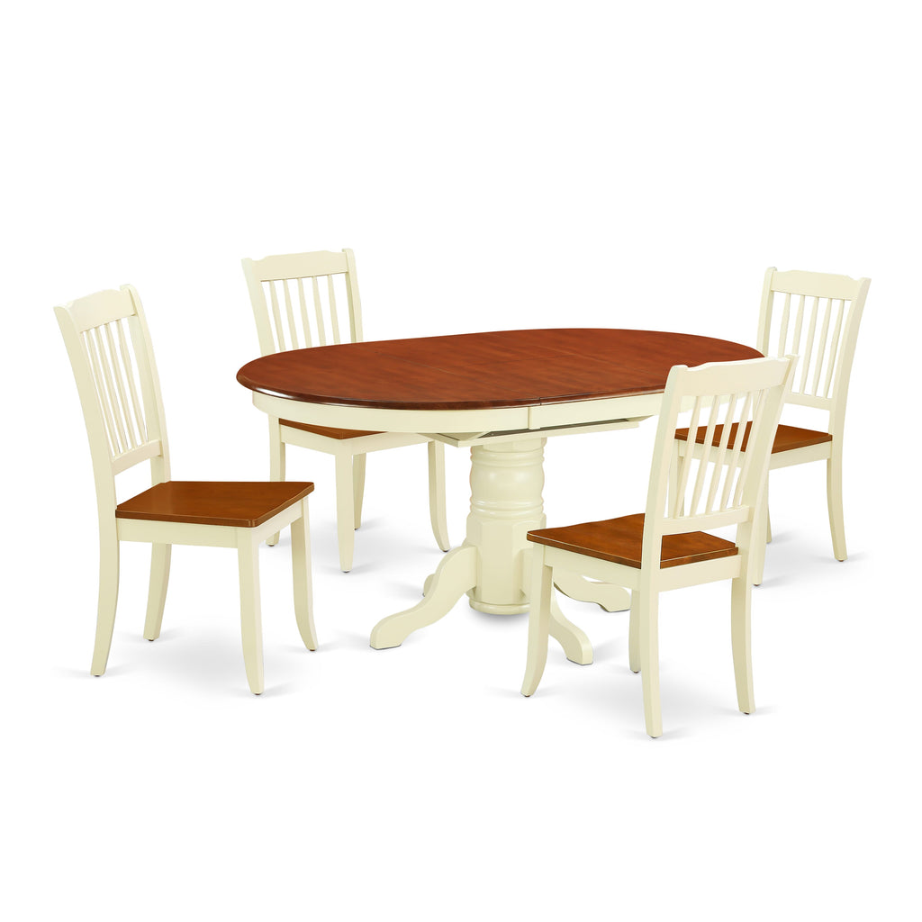 5-Piece Oval Kitchen Dining Set with Butterfly Leaf in Buttermilk & Cherry  KEDA5-9GQ-9