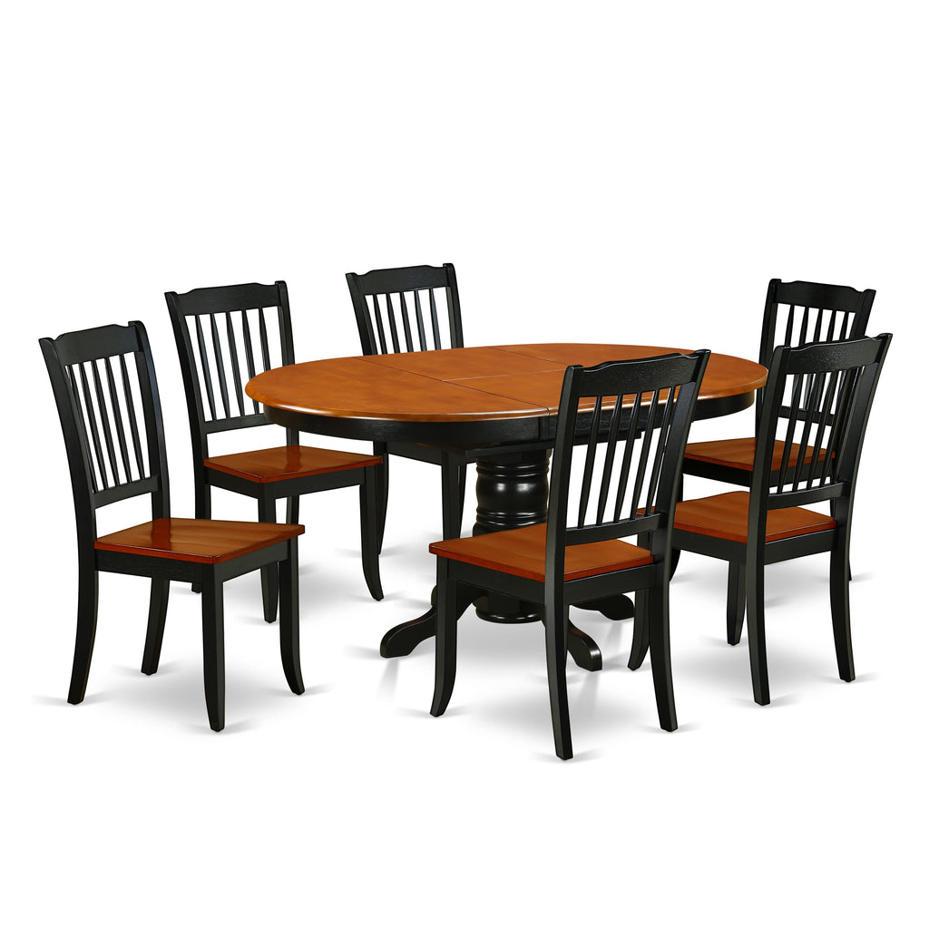 Capture Dining Charm KEDA7-BS8-J 7 Piece Set - Oval Table with Leaf & 6 Wood Chairs, Chic Black & Cherry