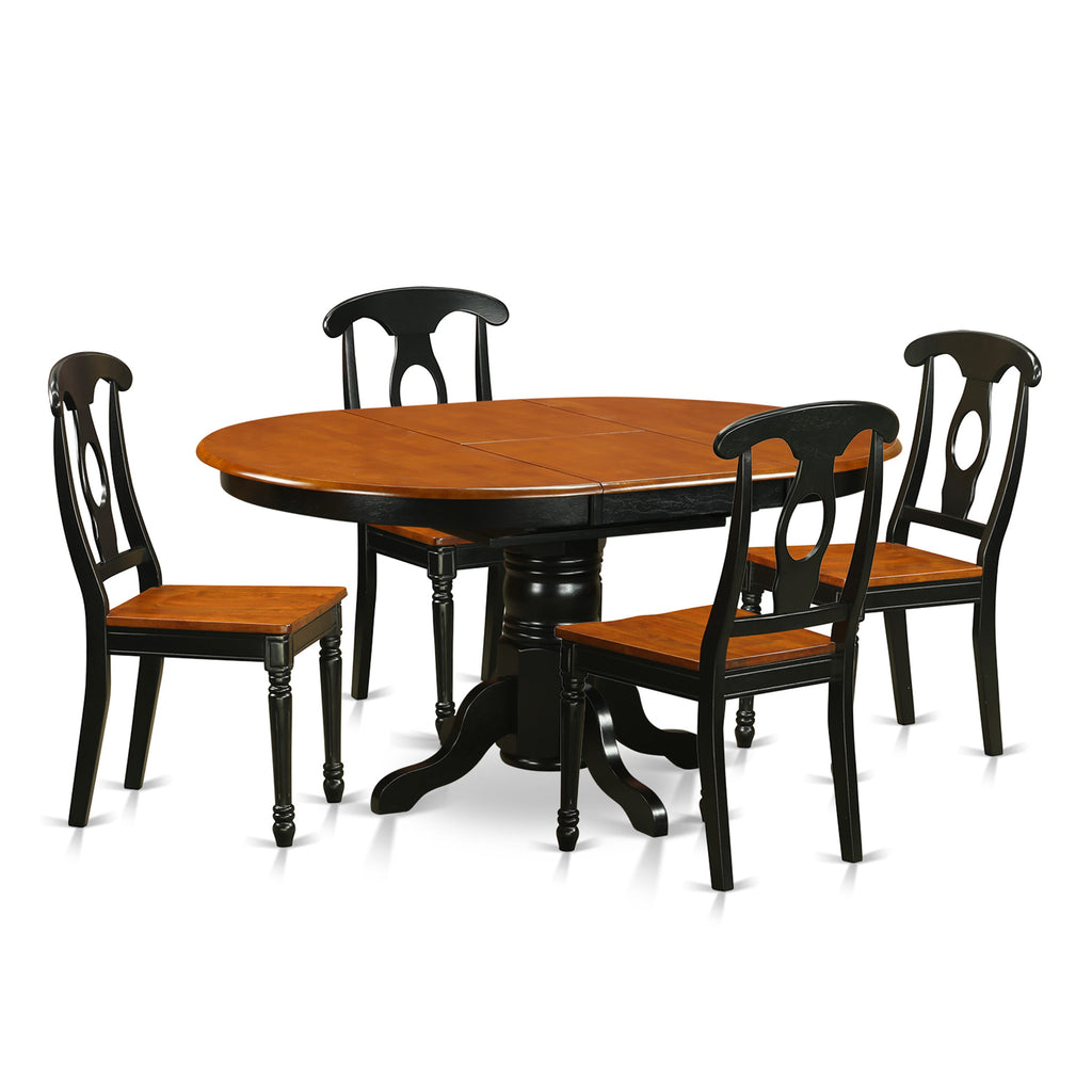 KENL5-CUB-K Dining Set for Four - Oval Table with Leaf & Comfortable Chairs, Black Cherry Finish